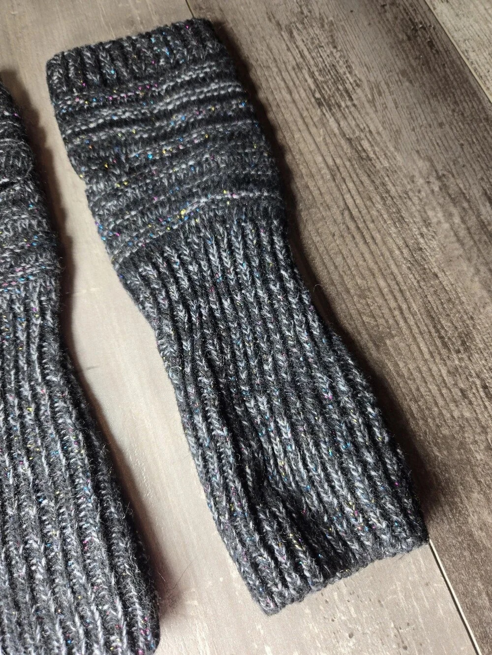 Knit Arm Warmers Dark Speckled Gray Charcoal Women’s One Size
